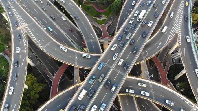 4K原素材-上海上下班高峰时段的道路交通