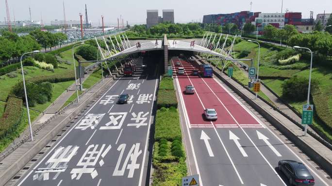 4K原素材-航拍上海长江隧道