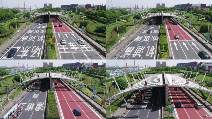 4K原素材-航拍上海长江隧道