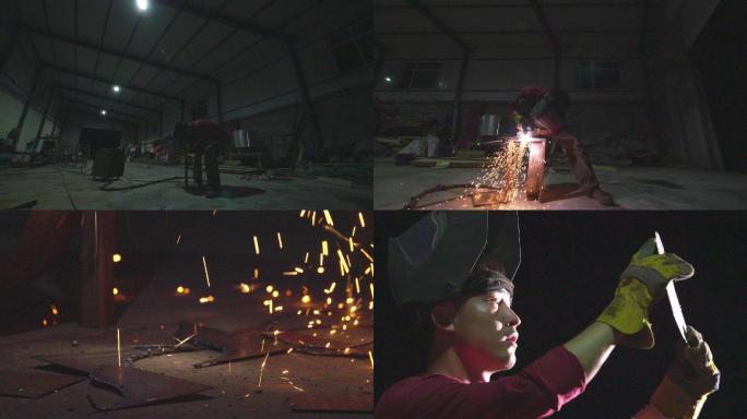 工人焊接电焊铁器工厂