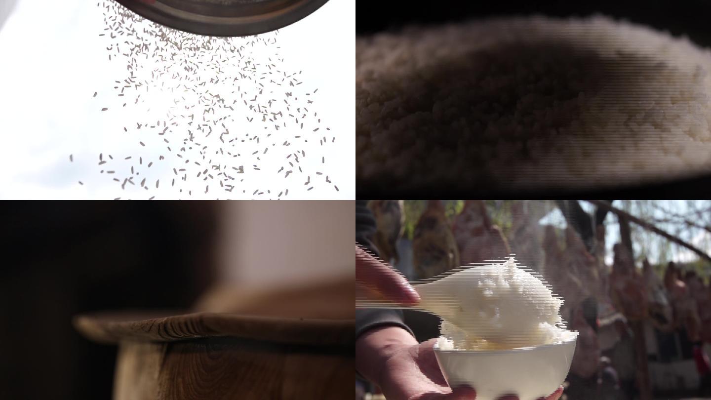 洗米蒸大米饭米饭过程超清实拍