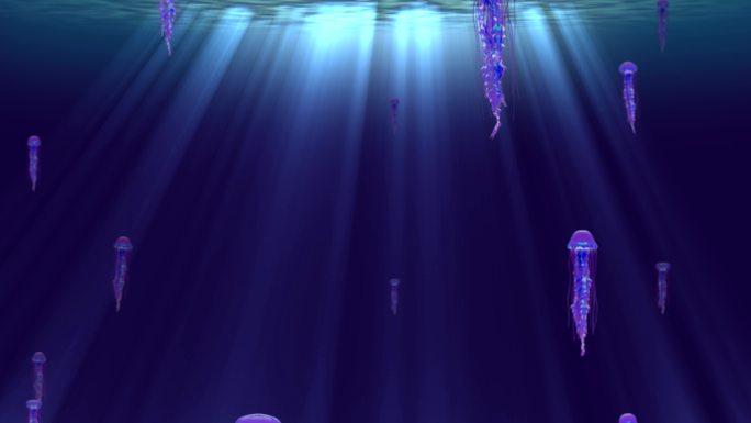 4K海底水母循环背景