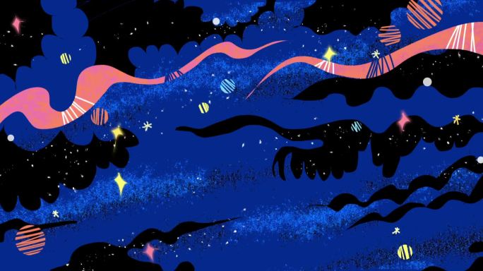 ［原创］卡通背景深蓝星空夜空无缝循环视频