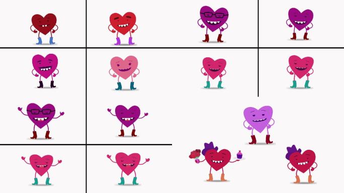 11组情人节爱心卡通人物表情包（带通道）