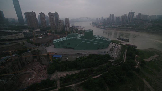 视频原素材-航拍千厮门嘉陵大桥重庆大剧院