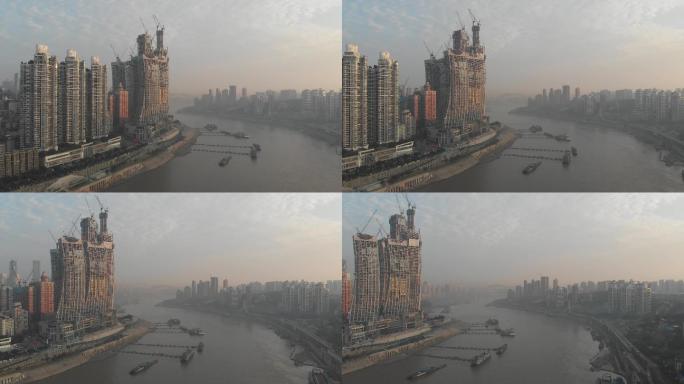 4K原素材-建设发展中的重庆城市全景