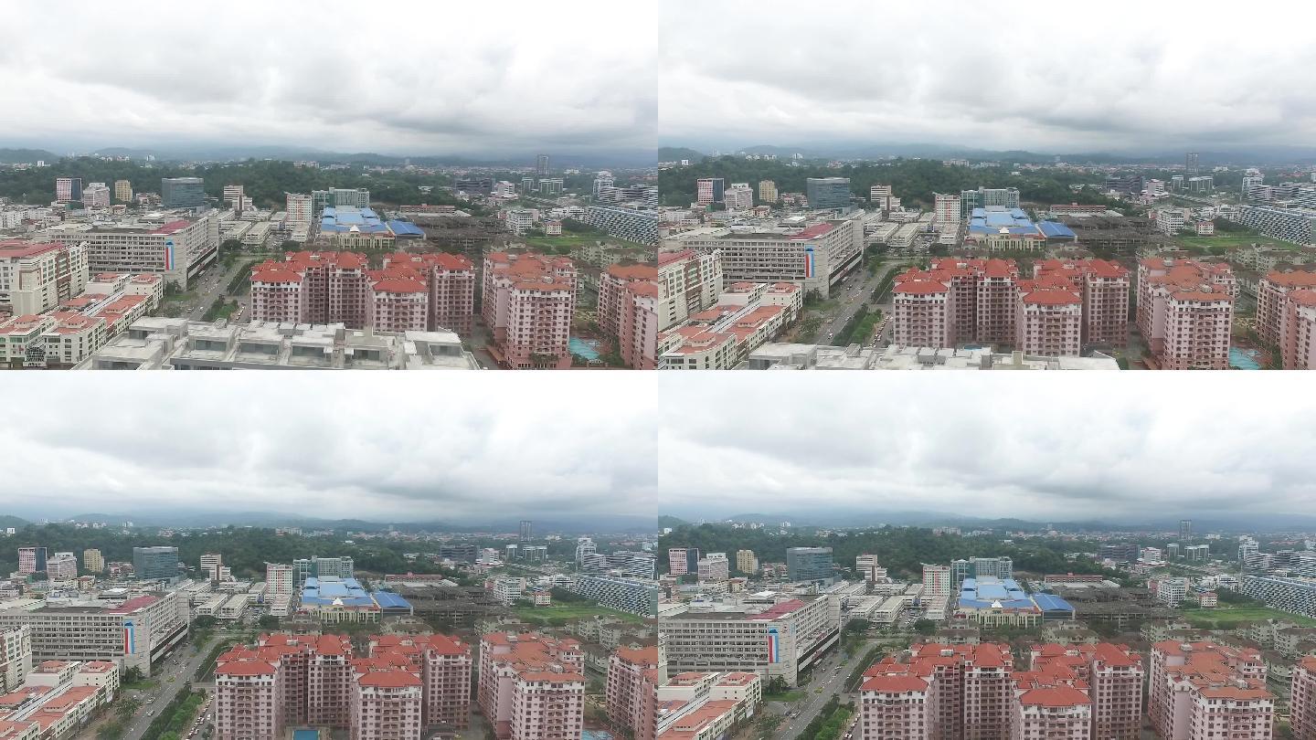 航拍海滨城市马来西亚亚庇1080p