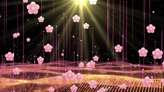 无缝循环浪漫粉色小花上升舞台背景【01】