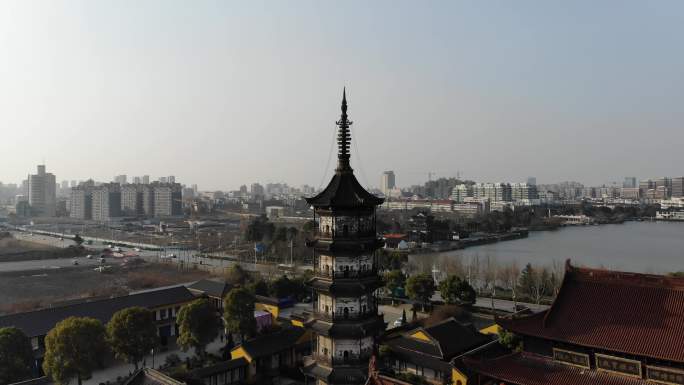 4K原素材-浙江平湖报本寺报本塔