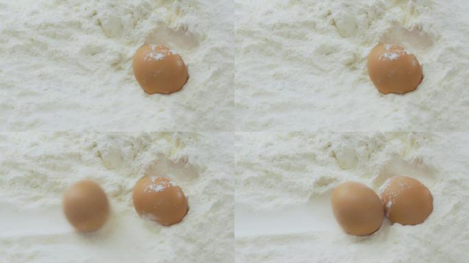 鸡蛋在面粉碰撞