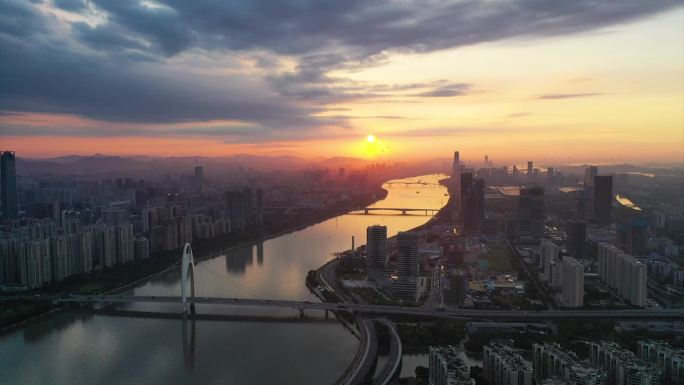 广州塔新中轴线城市日出空镜