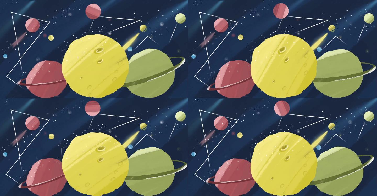 ［原创］大月亮俩星球2星空背景无循环视频