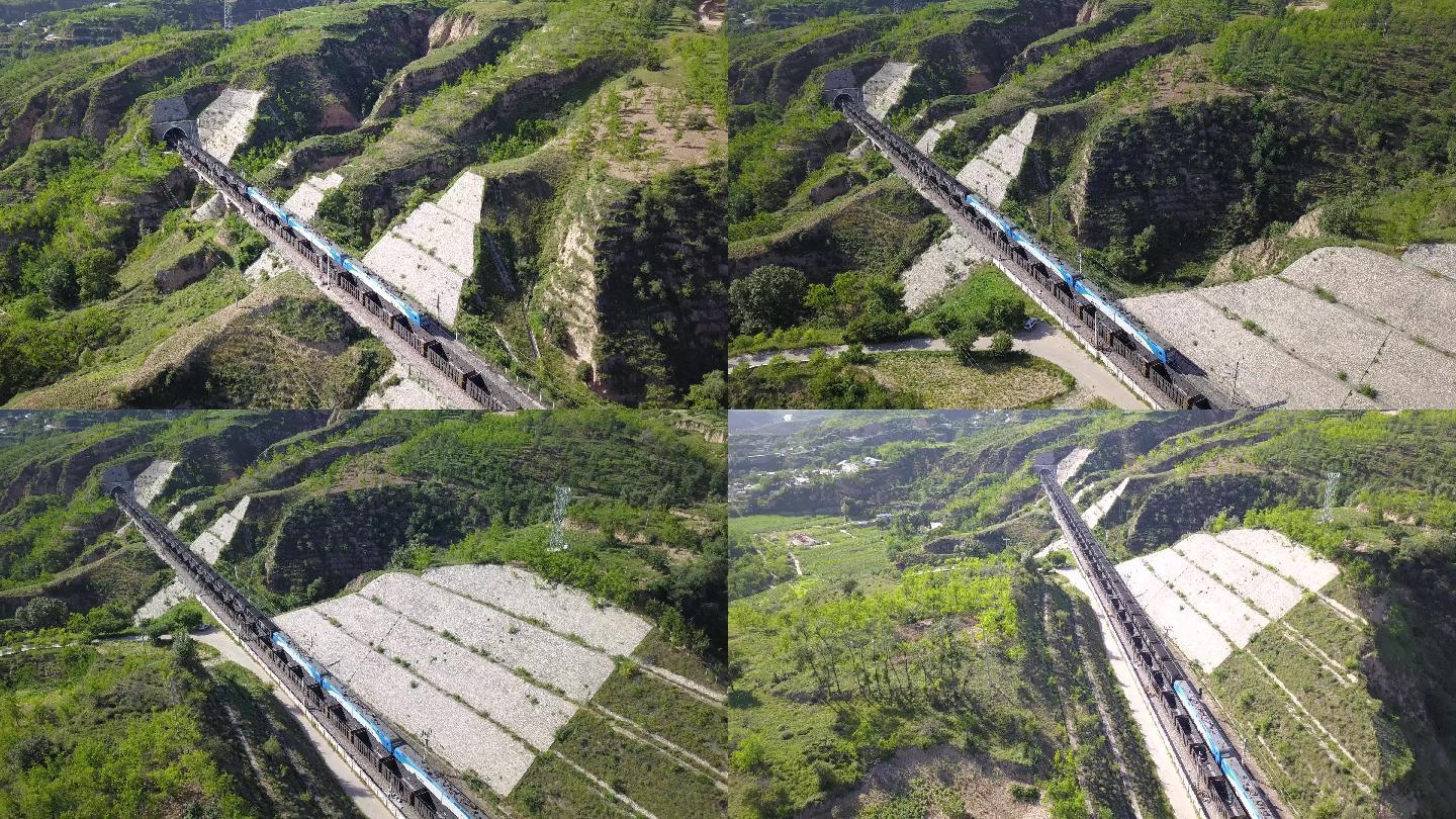国家能源神朔包神铁路火车穿越隧道