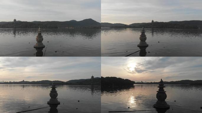4K原素材-航拍杭州西湖之三潭印月