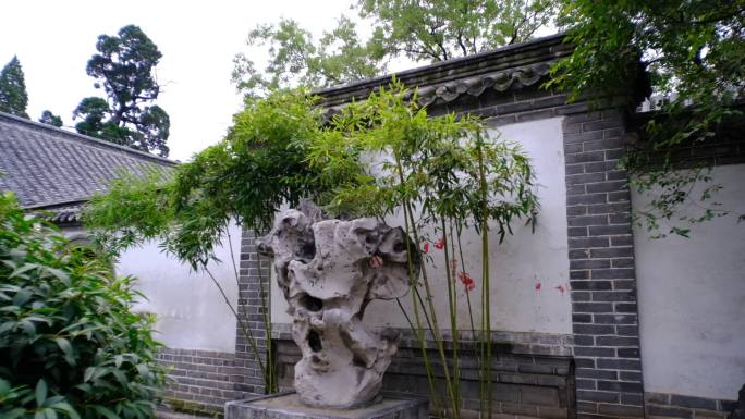 奇石假山竹子观赏竹古代院落庭院