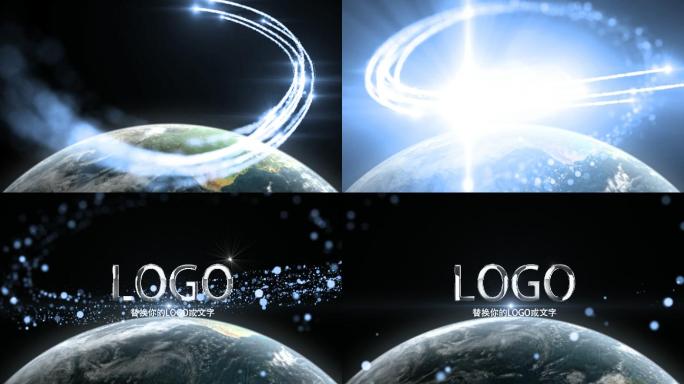 地球地平线logo演绎片头ae模板