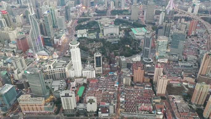 4K原素材-上海人民政府及人民广场