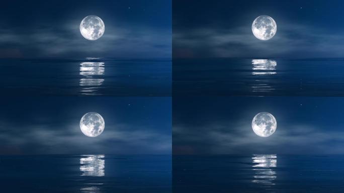 月亮中秋夜晚海上月云夜空
