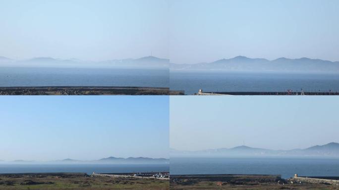 海外仙山长岛轮廓雾气空镜头