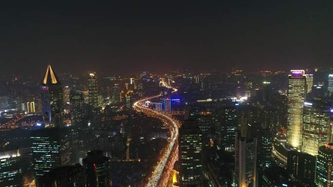 4K原素材-上海南北高架桥及城市夜景