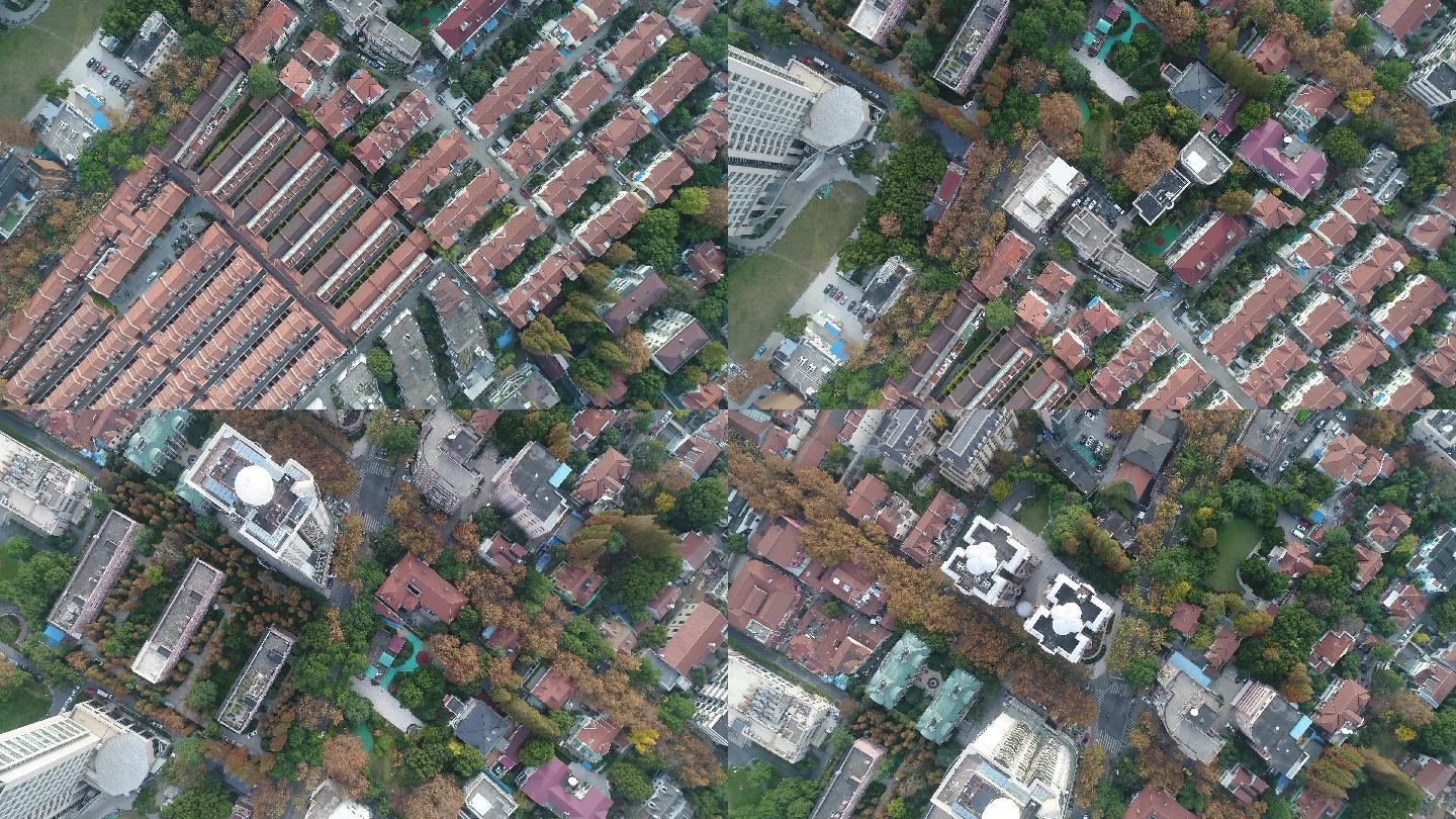 4K原素材-上海徐汇区花园别墅城市景观