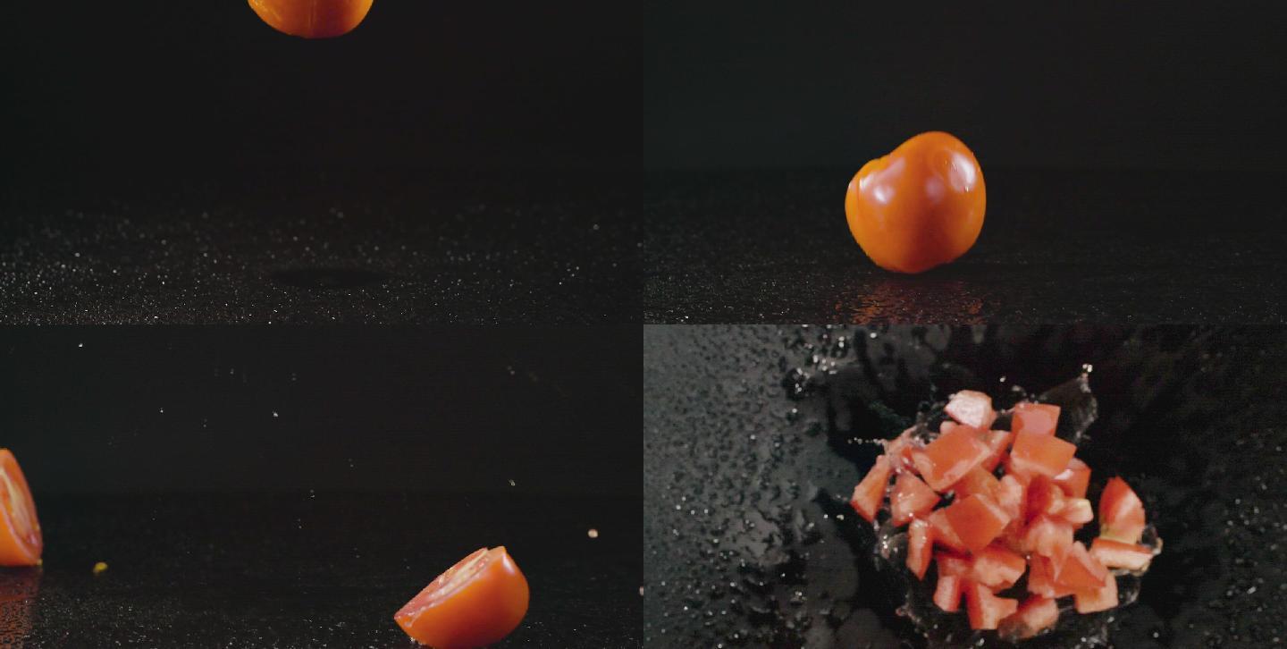 升格视频-带水珠西红柿抛起落下