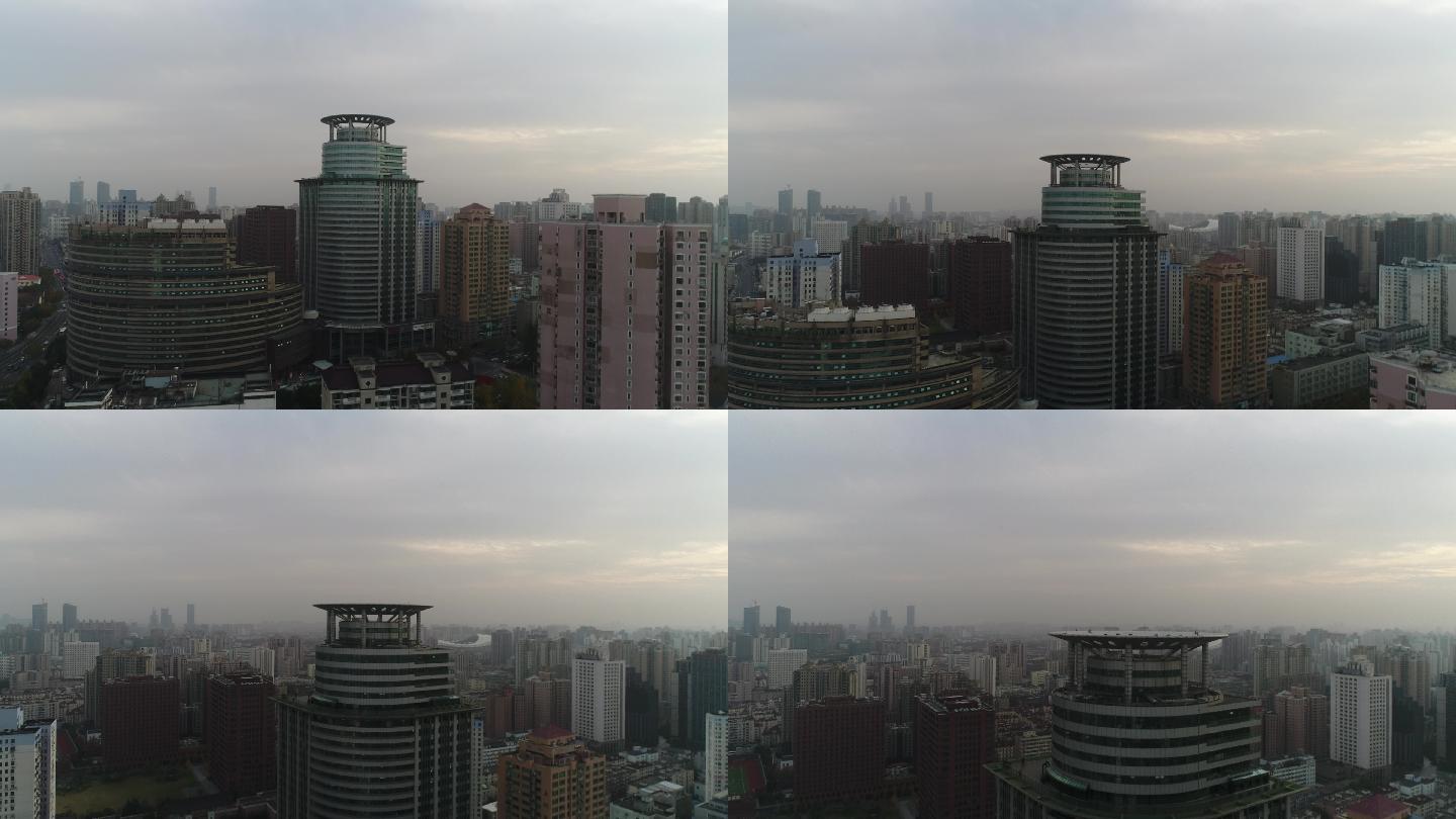 4K原素材-航拍上海徐汇区五洲国际大厦