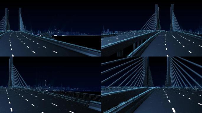 科技线框城市拉索桥