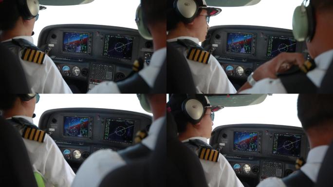 超清飞机驾驶室自驾螺旋桨飞机视频素材