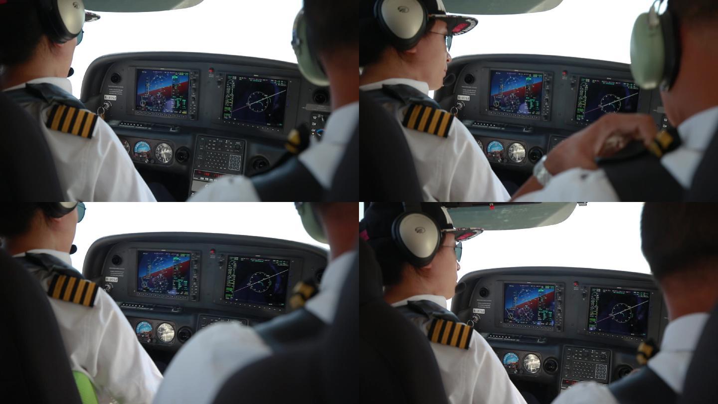 超清飞机驾驶室自驾螺旋桨飞机视频素材