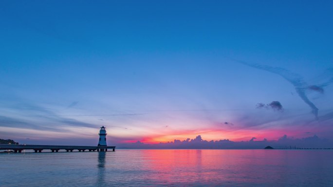 珠海景点灯塔日出4K