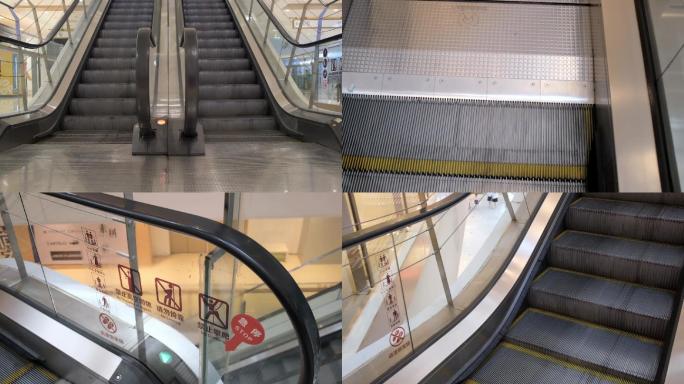 大悦城商场实拍扶梯观光电梯滚梯运行空镜头