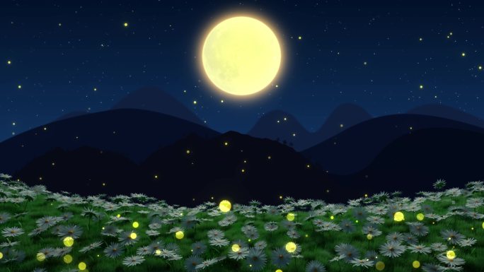 2KScene_明月花朵背景素材