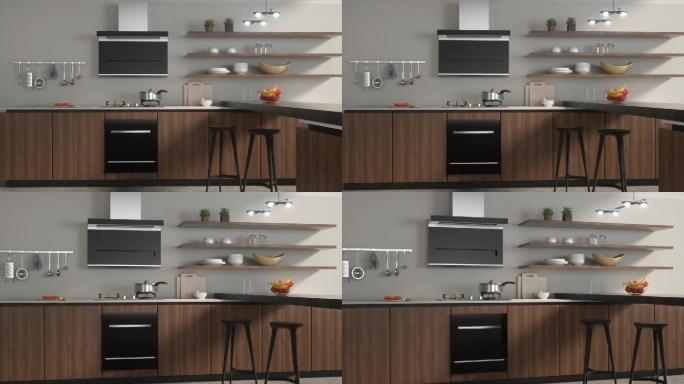 C4D厨房北欧风格简约场景模型