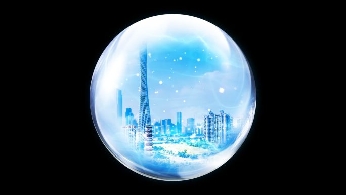水晶球里的广州城市素材（透明通道）