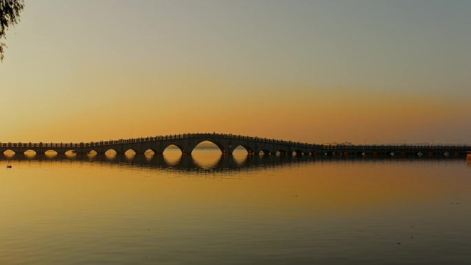 4K素材湖面桥
