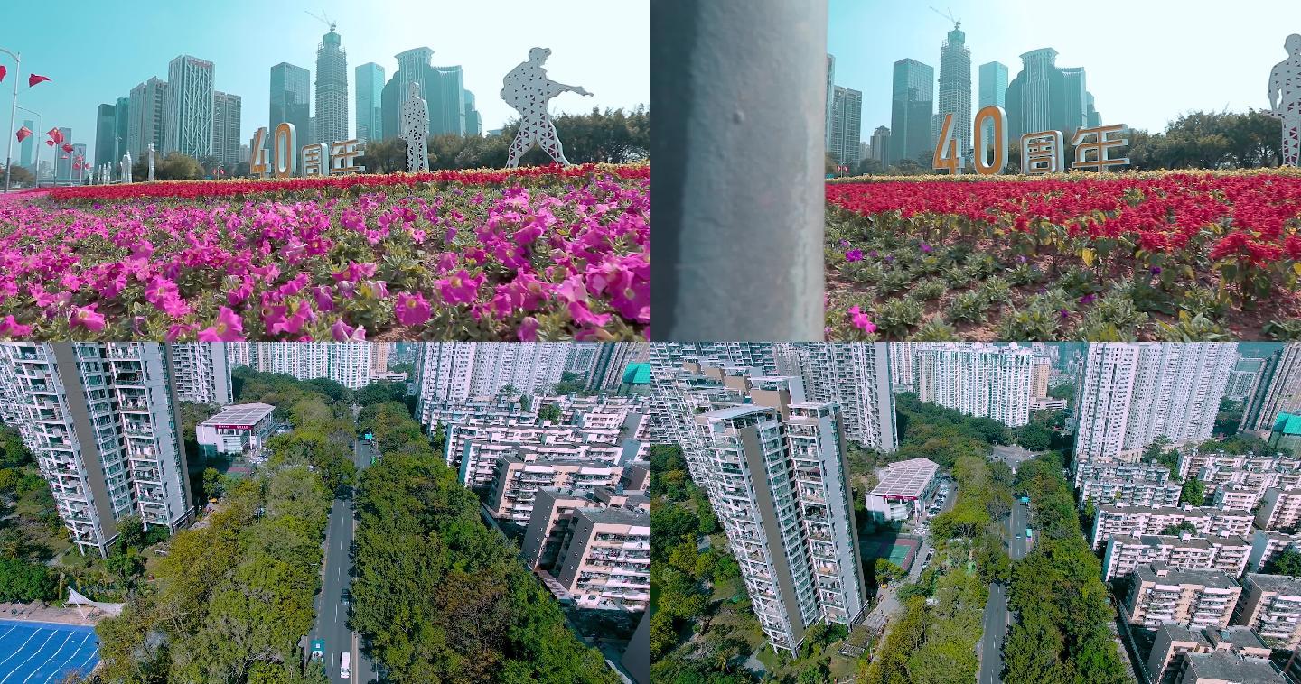 街道花园视频改革开放40周年深圳街道高楼