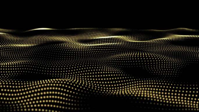 原创4k金色粒子海洋液体波浪流动