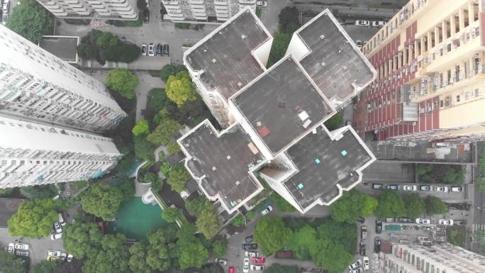 4K原素材-航拍上海静安区学区房