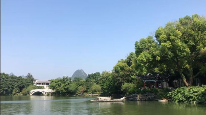桂林城市榕湖十字街逍遥楼实景素材