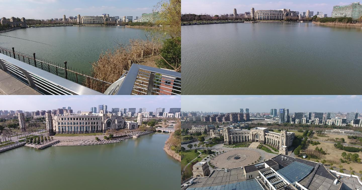 4K原素材-航拍上海复旦大学新江湾城校区