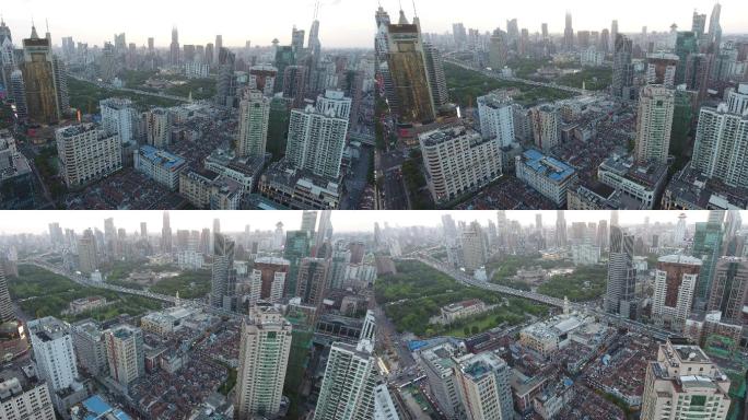 4K原素材-航拍上海大世界、人民广场景观