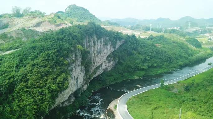 4K航拍山川秀丽河流瀑布