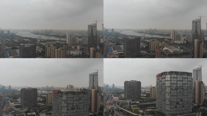 4K原素材-航拍上海徐汇区城市景观