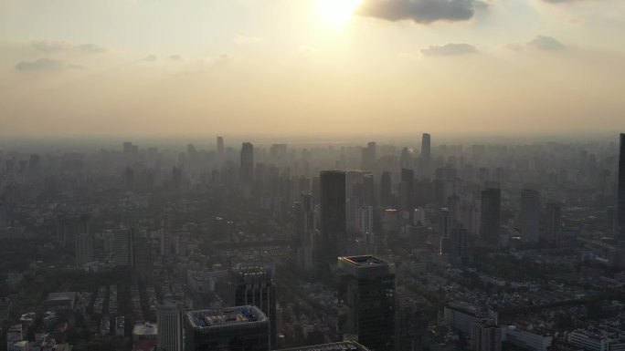 4K原素材-航拍城市全景到上海环贸广场