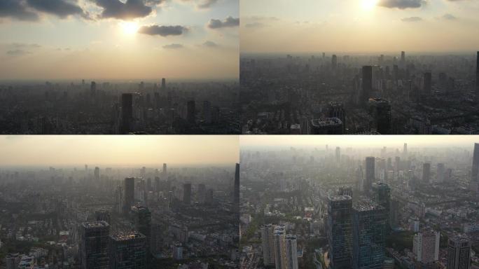 4K原素材-航拍城市全景到上海环贸广场
