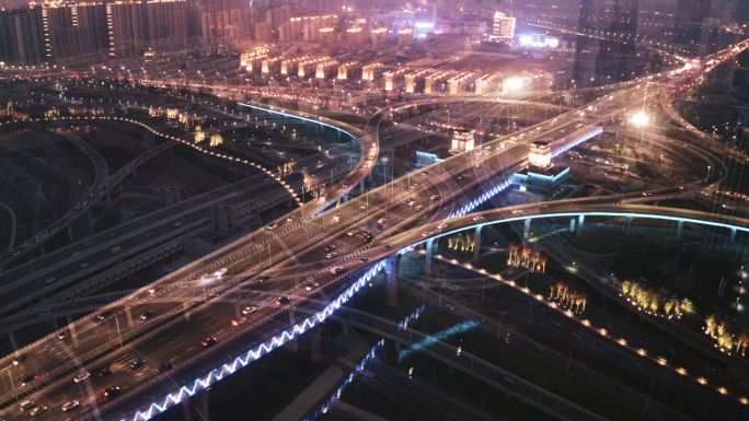 南昌朝阳桥夜景航拍视频素材