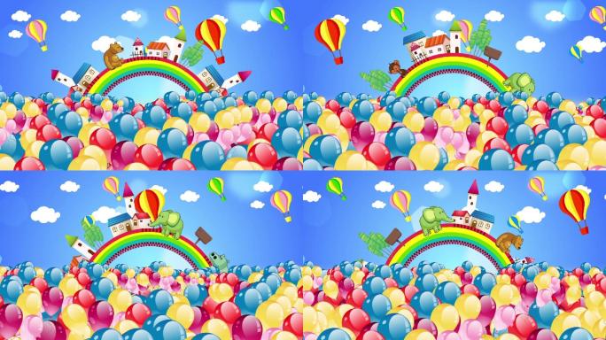 卡通气球天空背景循环