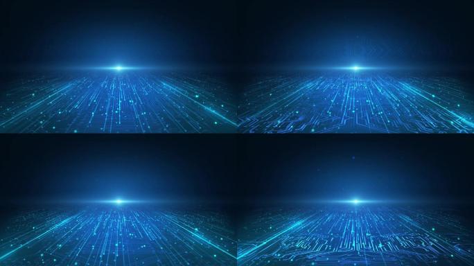蓝色科技空间粒子线条背景循环