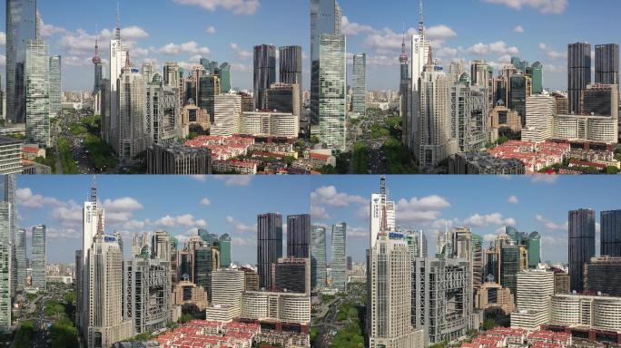 4K原素材-航拍上海证券大厦及城市全景